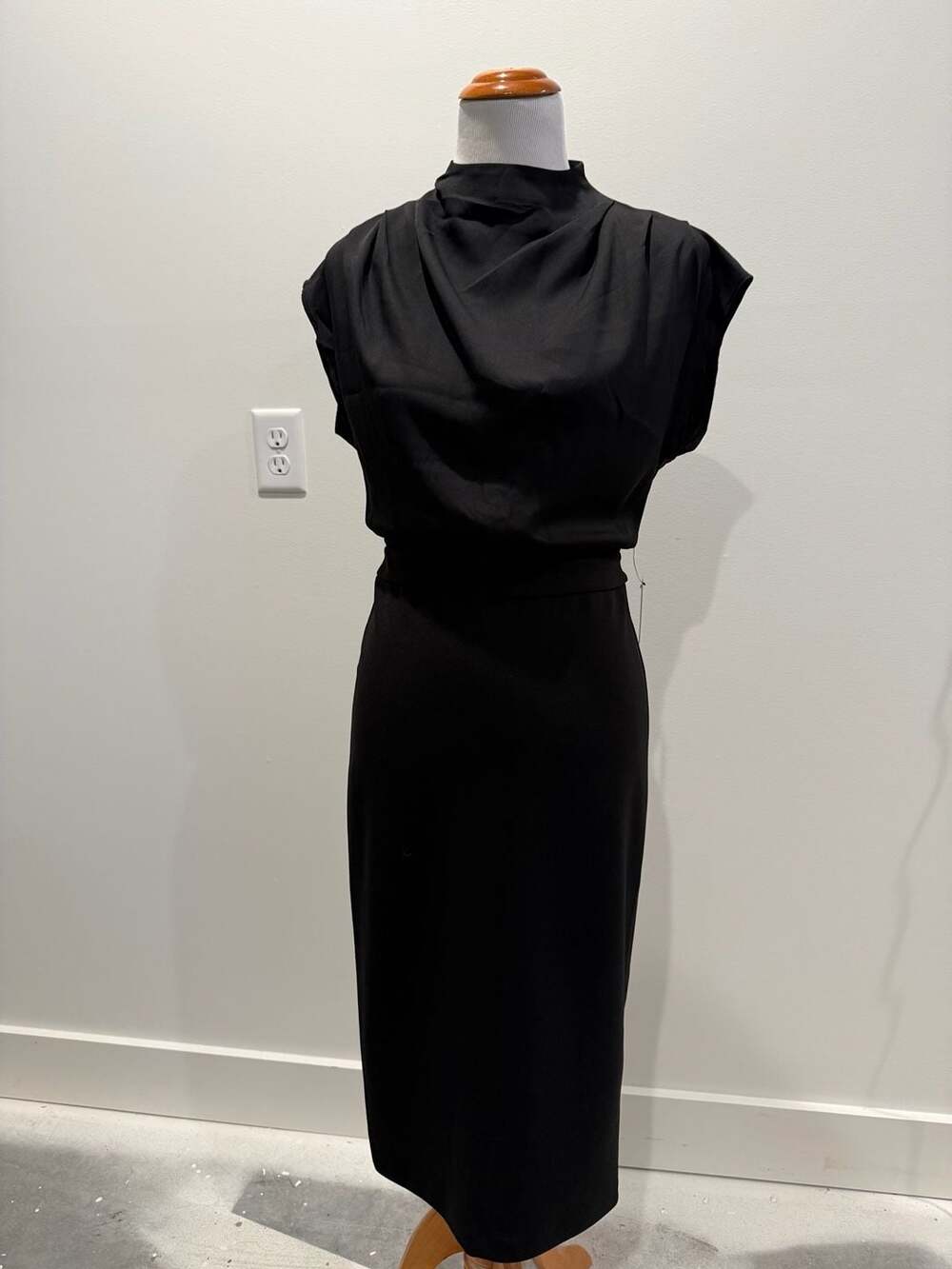 Express Drape Neck Cap Sleeve Sheath Midi Dress